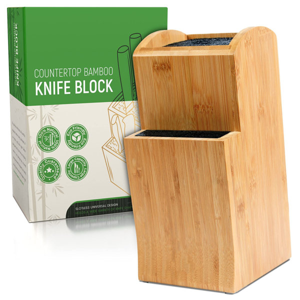 Bloc De Couteaux Universel En Babou, Extra Large à Deux Niveaux Sans Fente, Rangeent Pratique